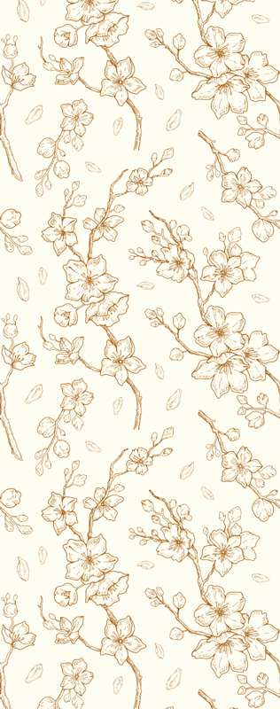 Nature vinyl rug cream sakura blossom flower - TenStickers