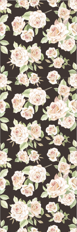 Nature vinyl rug white rose on black background - TenStickers
