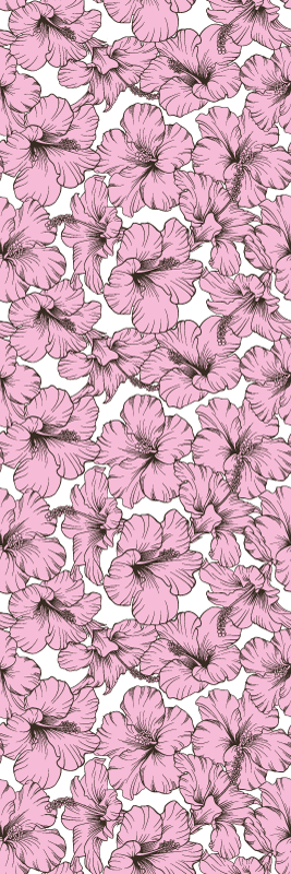 Nature vinyl rug with pink hibiscus flowers - TenStickers