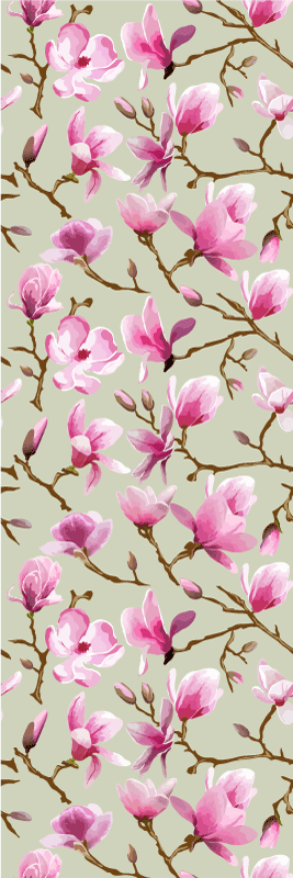 Nature vinyl rug beautiful purple magnolia treetop - TenStickers