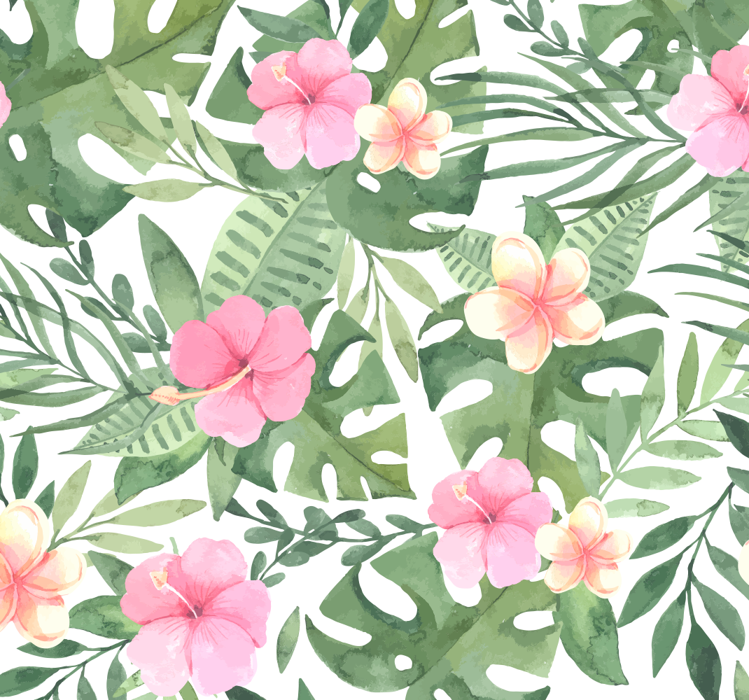 Nature vinyl rug with tropical floral design - TenStickers