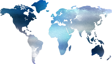 World map vinyl rug watercolor blue tones - TenStickers