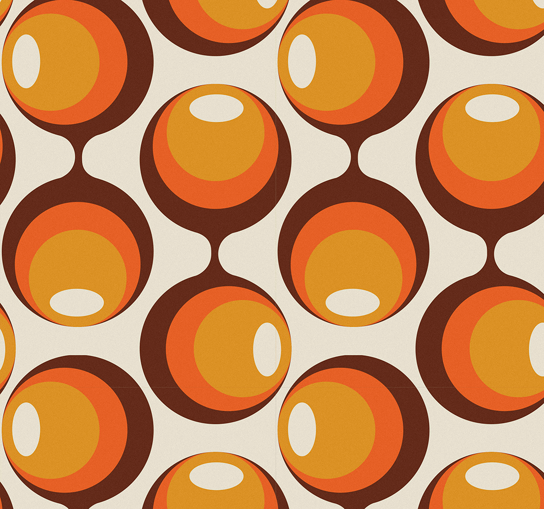 Vintage vinyl rug in semi-oblong 70's design - TenStickers