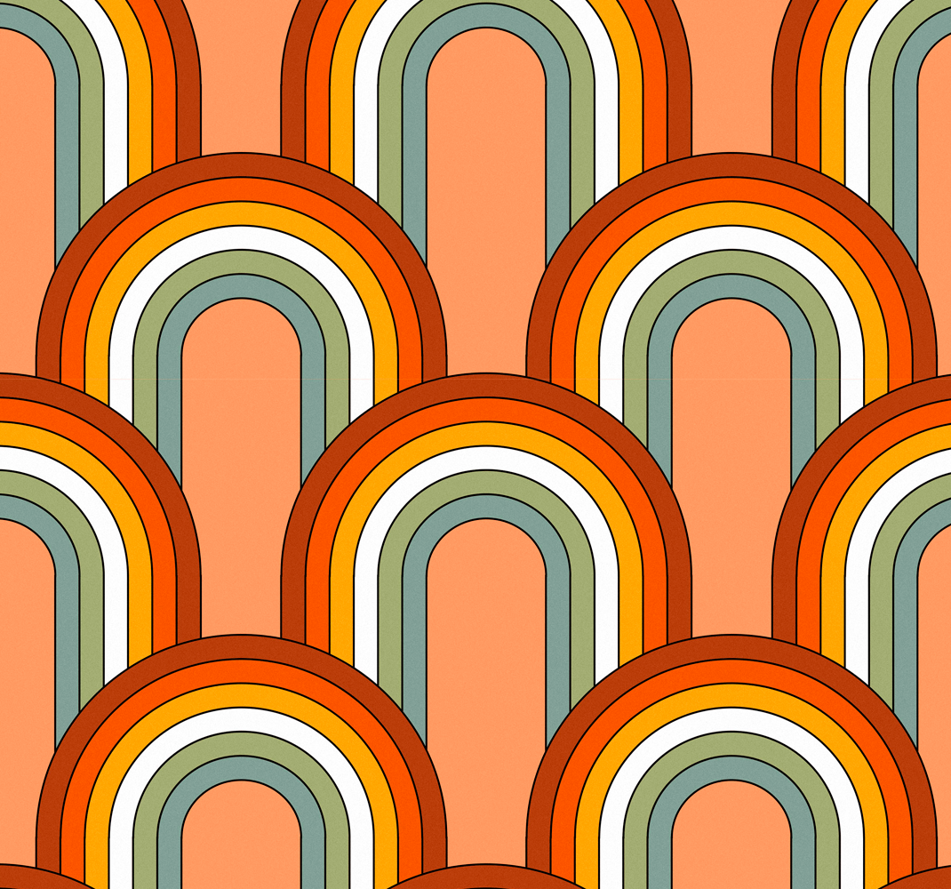 Vintage vinyl rug 70s rainbow design - TenStickers