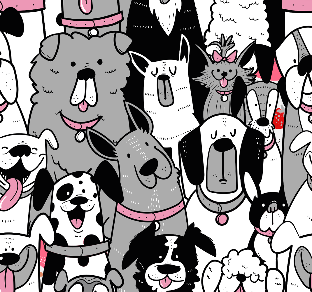 Animal vinyl rug kids wallpaper with dog shapes - TenStickers