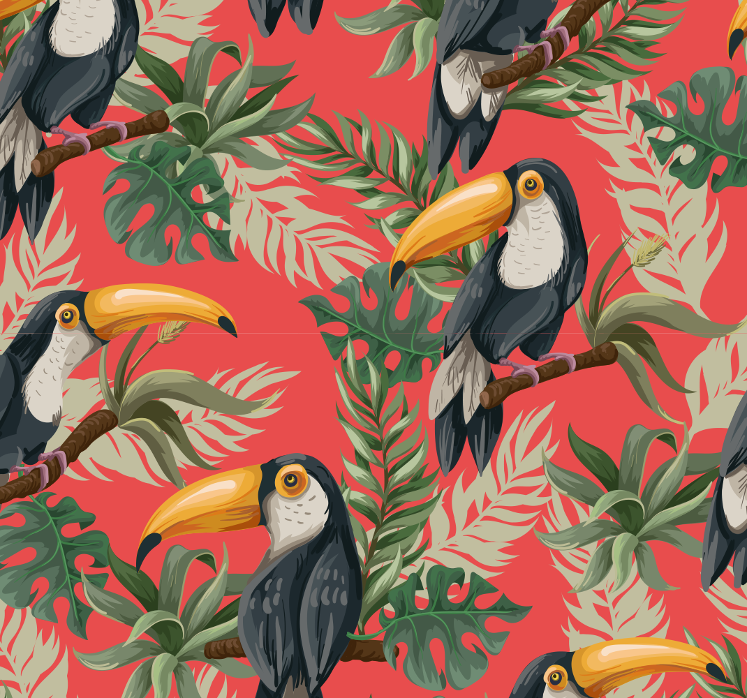 Animal vinyl rug toucans tropical wallpaper - TenStickers