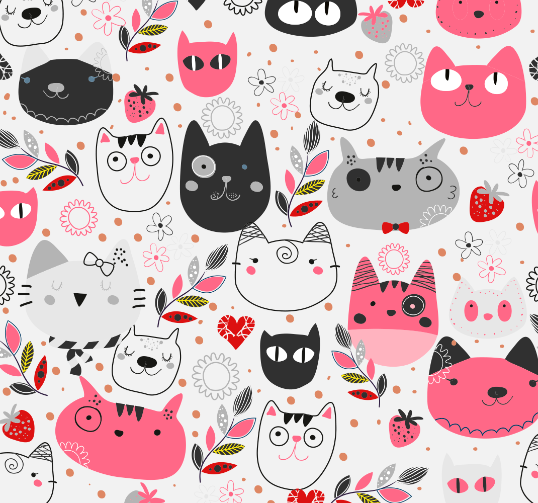 Illustrated cats animal vinyl rug - TenStickers