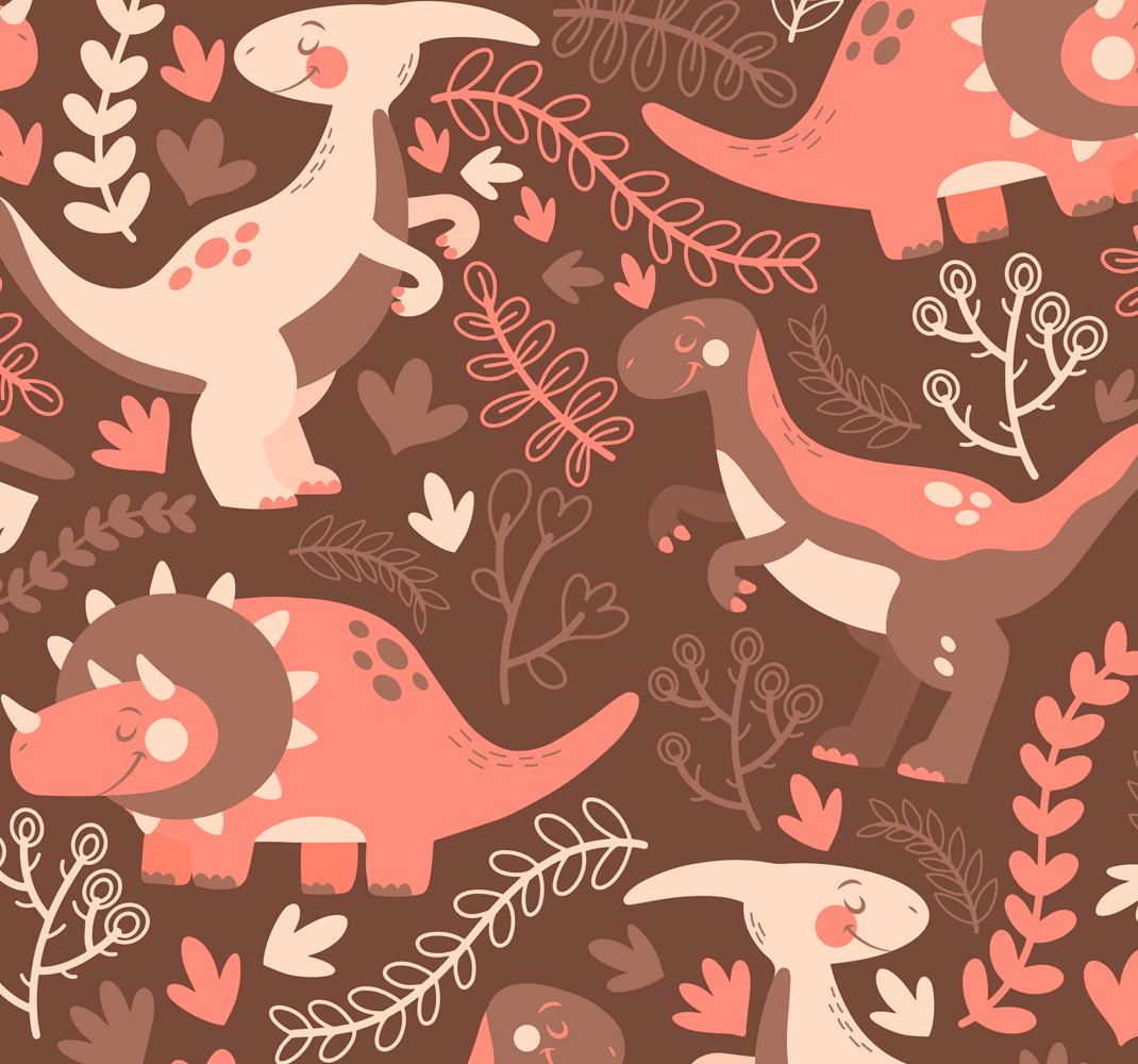 Animal vinyl rug with dinosaur and leaves design - TenStickers