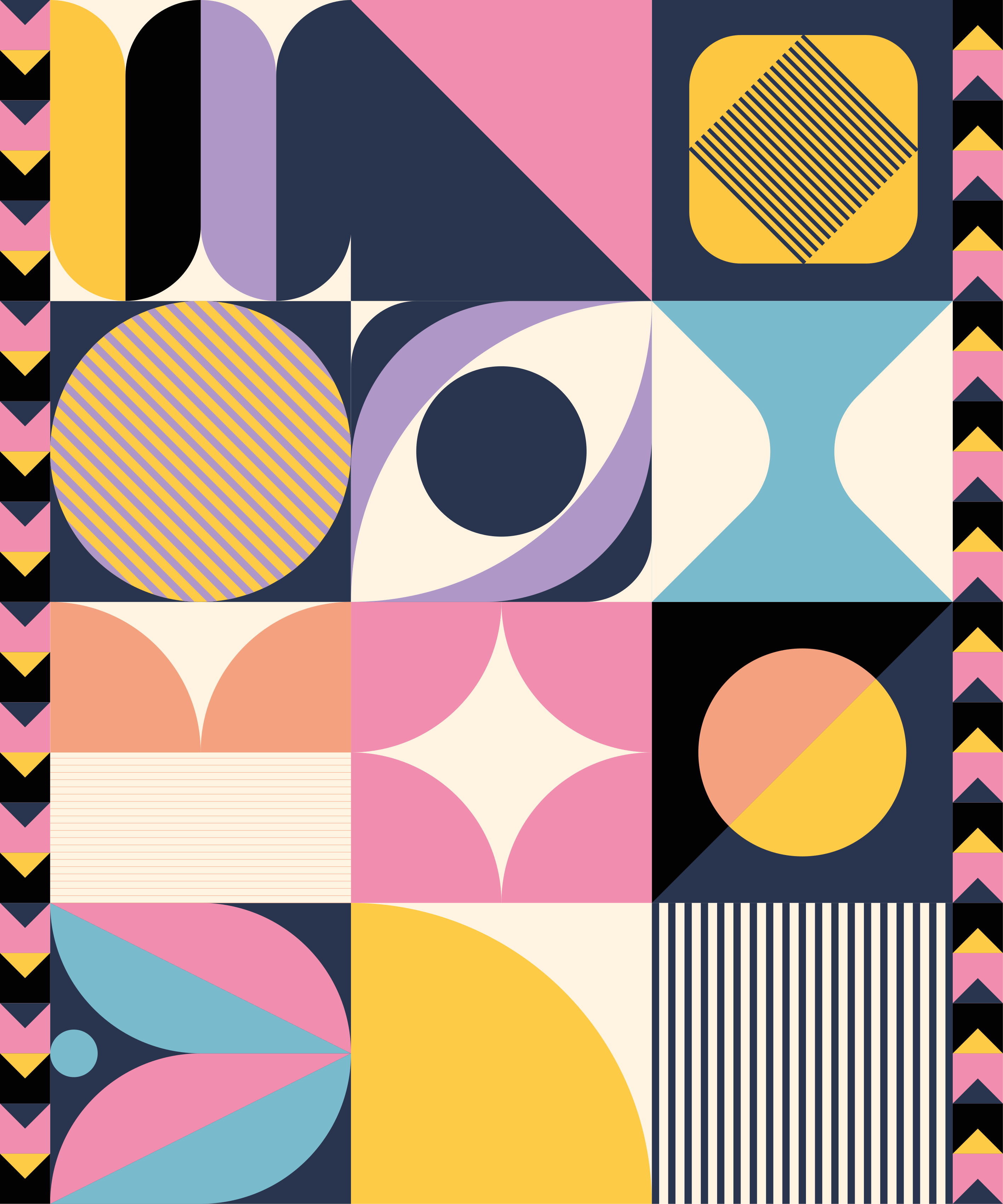 Modern vinyl rug geometric art multi figures design - TenStickers