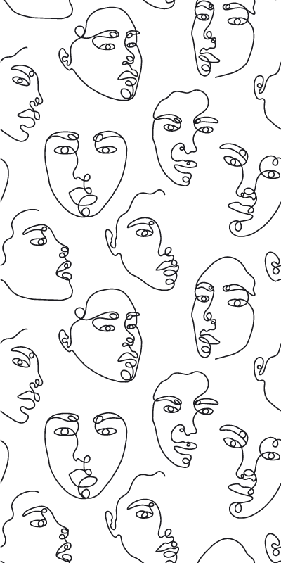 Modern vinyl rug with line art face design - TenStickers