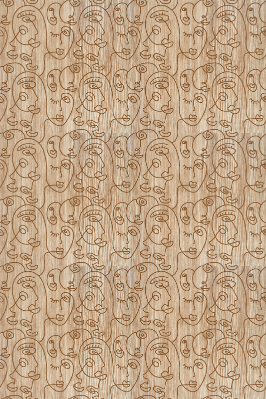 Textured vinyl rug featuring abstract beige women - TenStickers