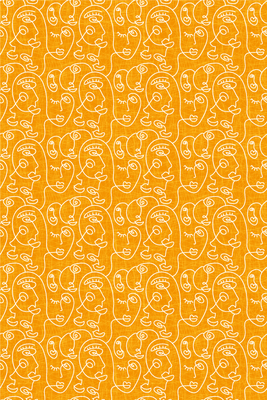 Textured vinyl rug featuring abstract orange women - TenStickers