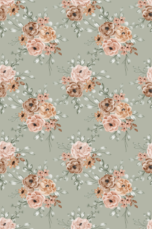 Vintage vinyl rug with mint green rose pattern - TenStickers