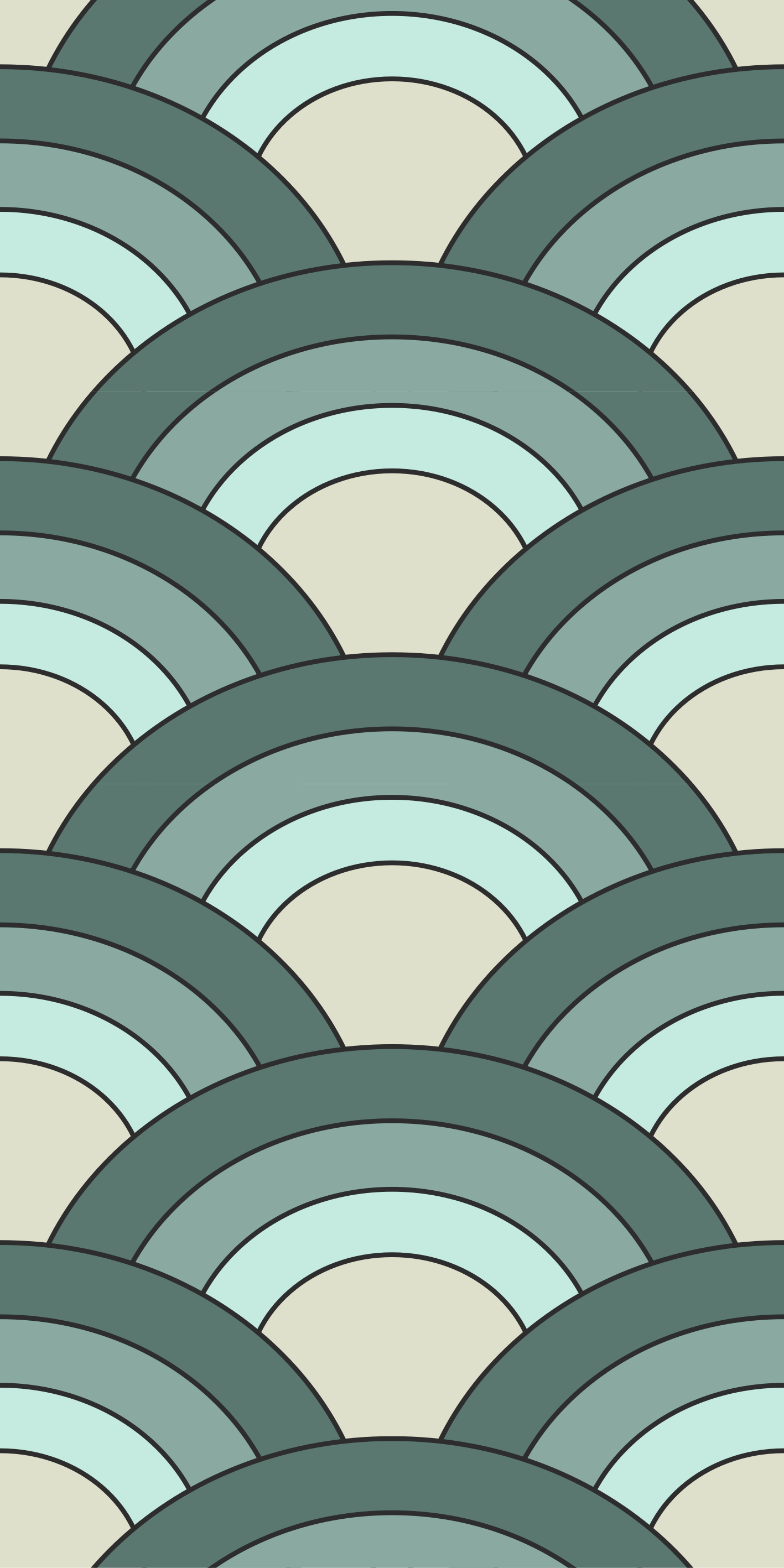 Vintage vinyl rug with layered wave designs - TenStickers