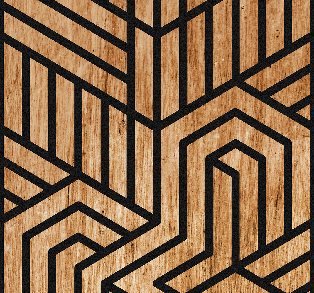 Textured vinyl rug with wooden geometric design - TenStickers