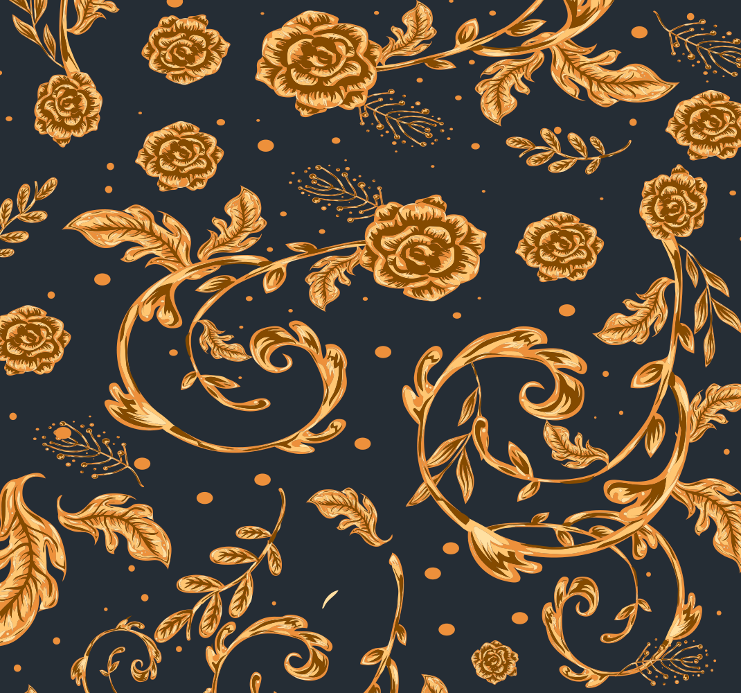 Vintage vinyl rug golden leaf wallpaper design - TenStickers