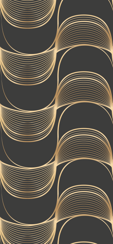 Vintage vinyl rug with gold waves art design - TenStickers