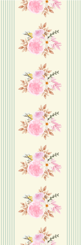 Vintage vinyl rug french provincial stripe floral - TenStickers