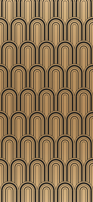 Vintage vinyl rug with golden arc art design - TenStickers