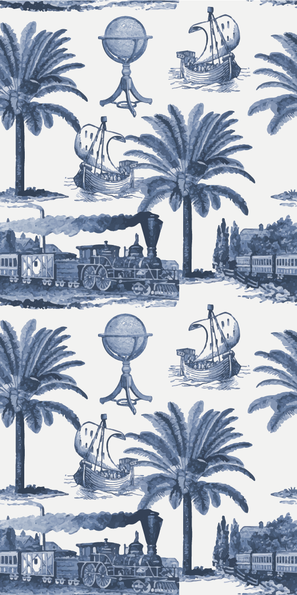 Vintage vinyl rug french vintage design in blue - TenStickers