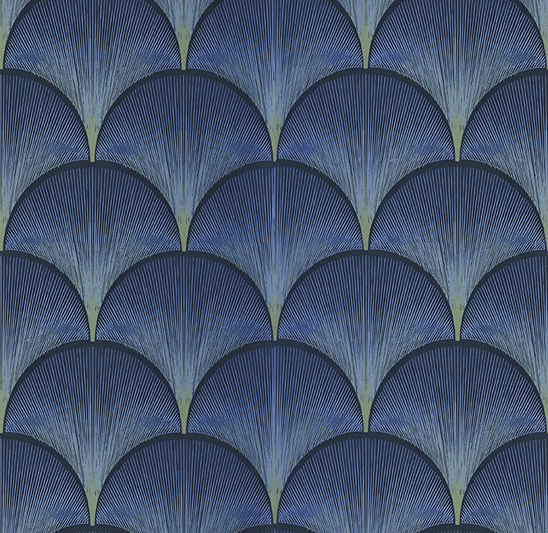 Vintage vinyl rug 1920s art deco blue fans - TenStickers
