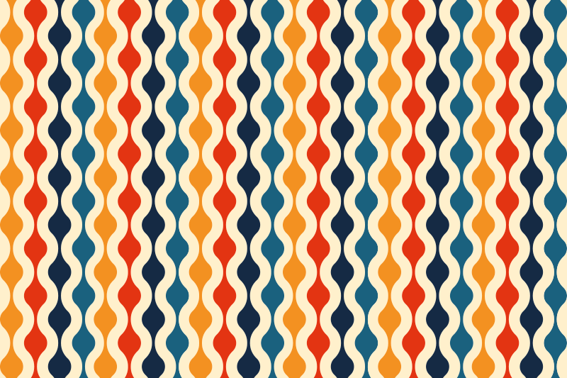 Vintage vinyl rug 70s style wave design - TenStickers