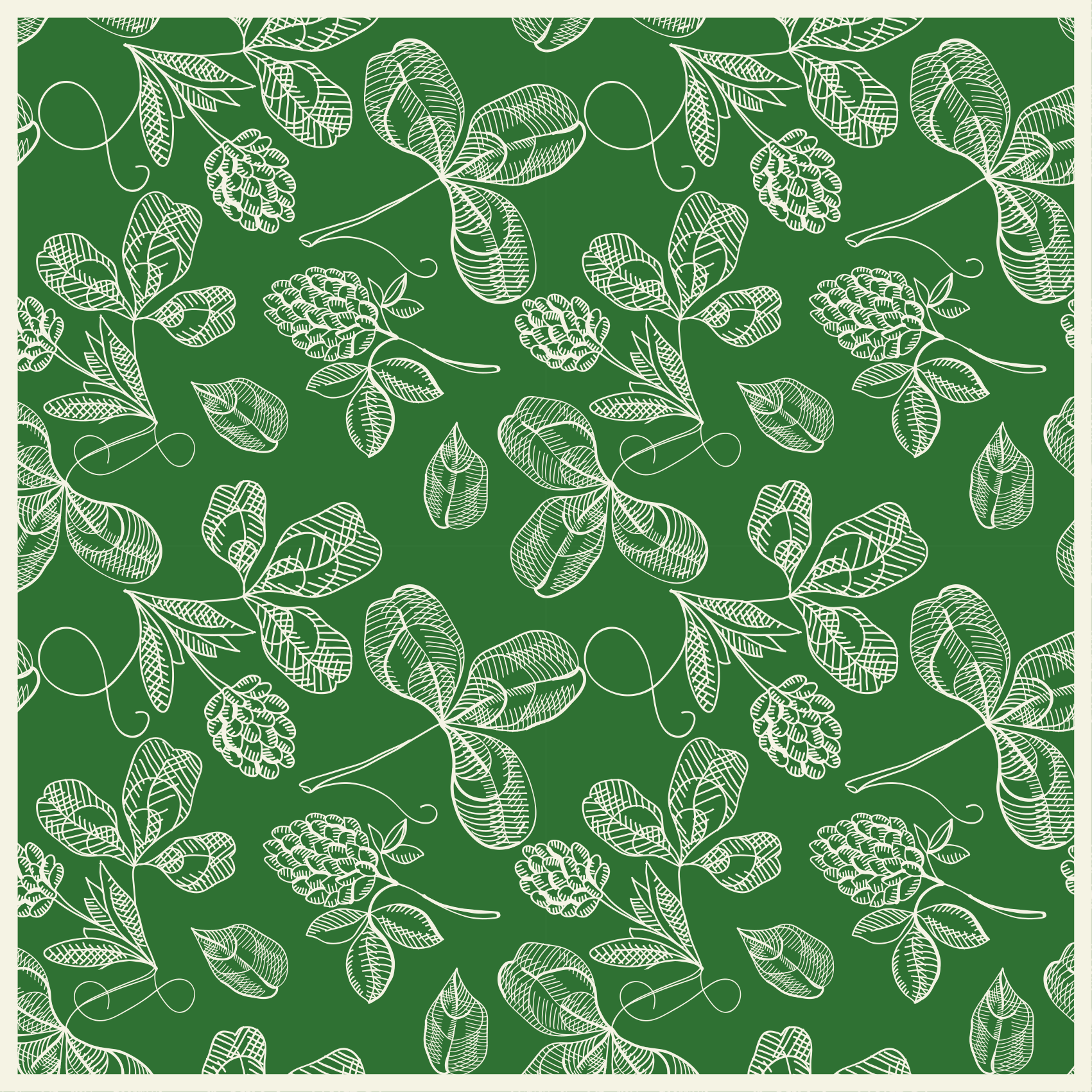 Vintage vinyl rug green magnolia twig design - TenStickers
