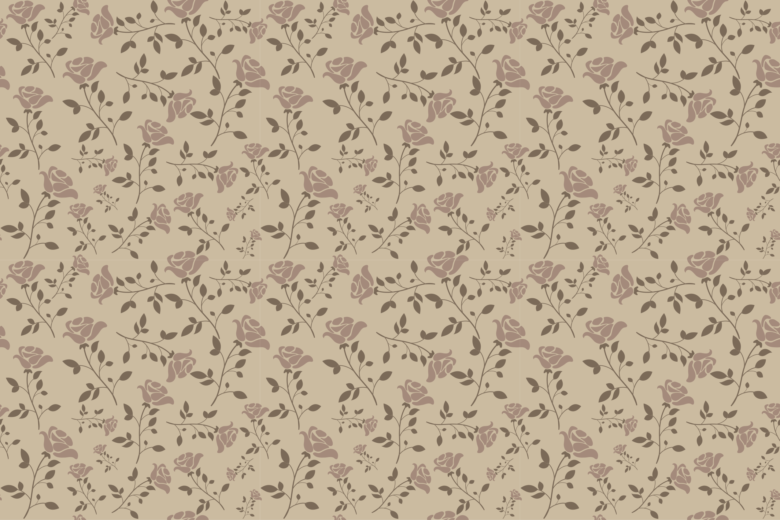Vintage vinyl rug in brown vintage rose pattern - TenStickers