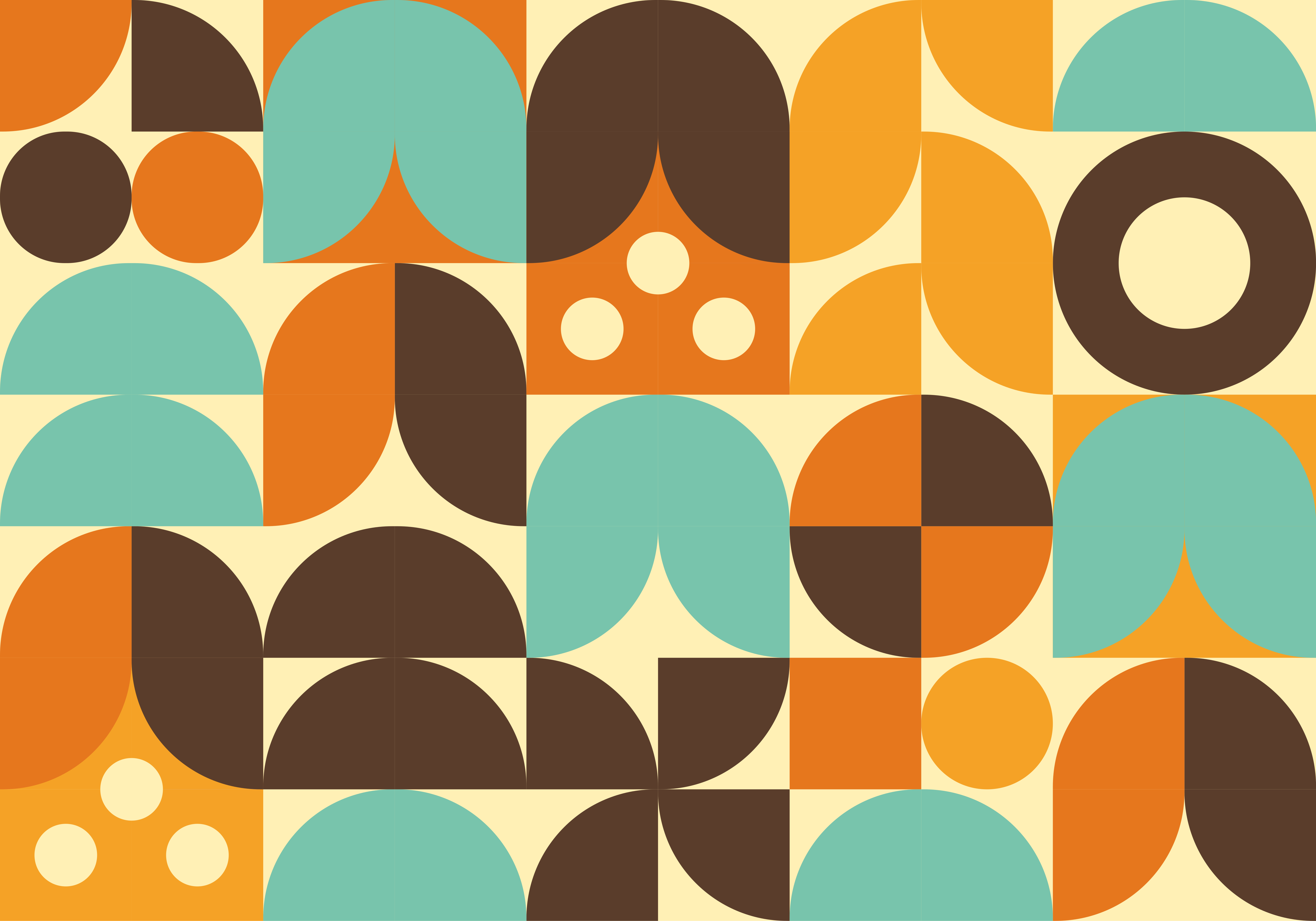 Vintage vinyl rug with geometric 70's abstract shapes - TenStickers