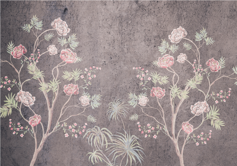 Vintage vinyl rug vintage style rose tree - TenStickers
