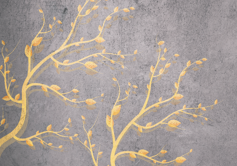 Vintage vinyl rug with golden tree design - TenStickers