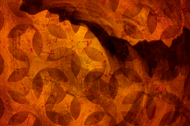 Geometric vinyl rug in abstract orange pattern - TenStickers