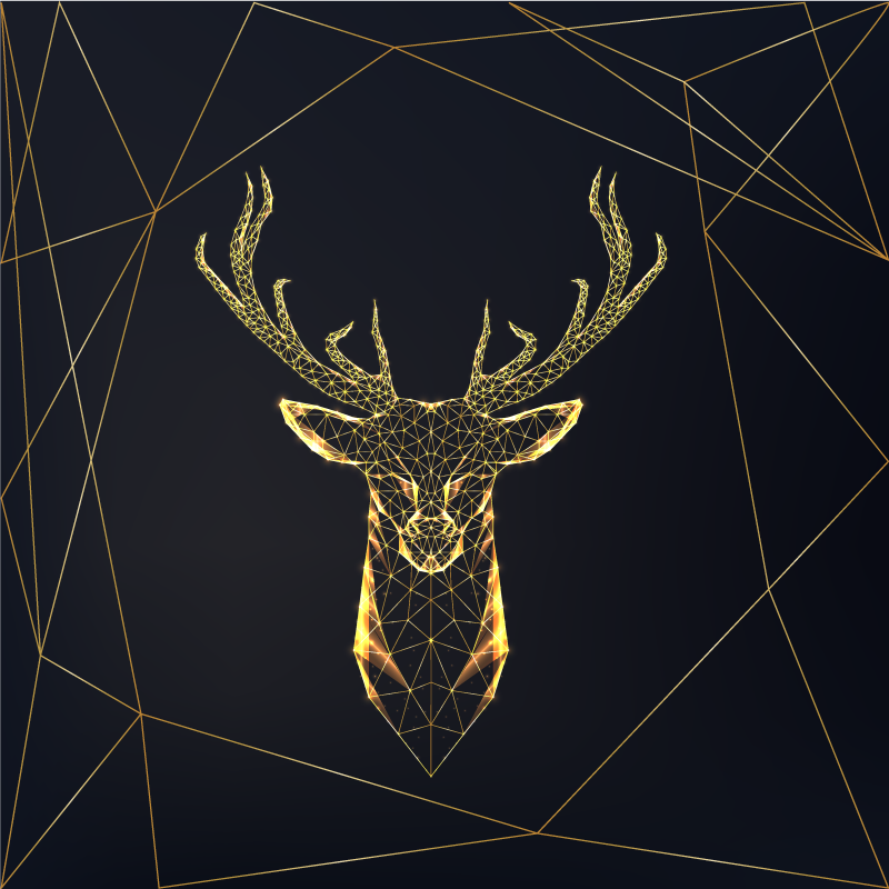 Geometric vinyl rug geometric stag with gold - TenStickers