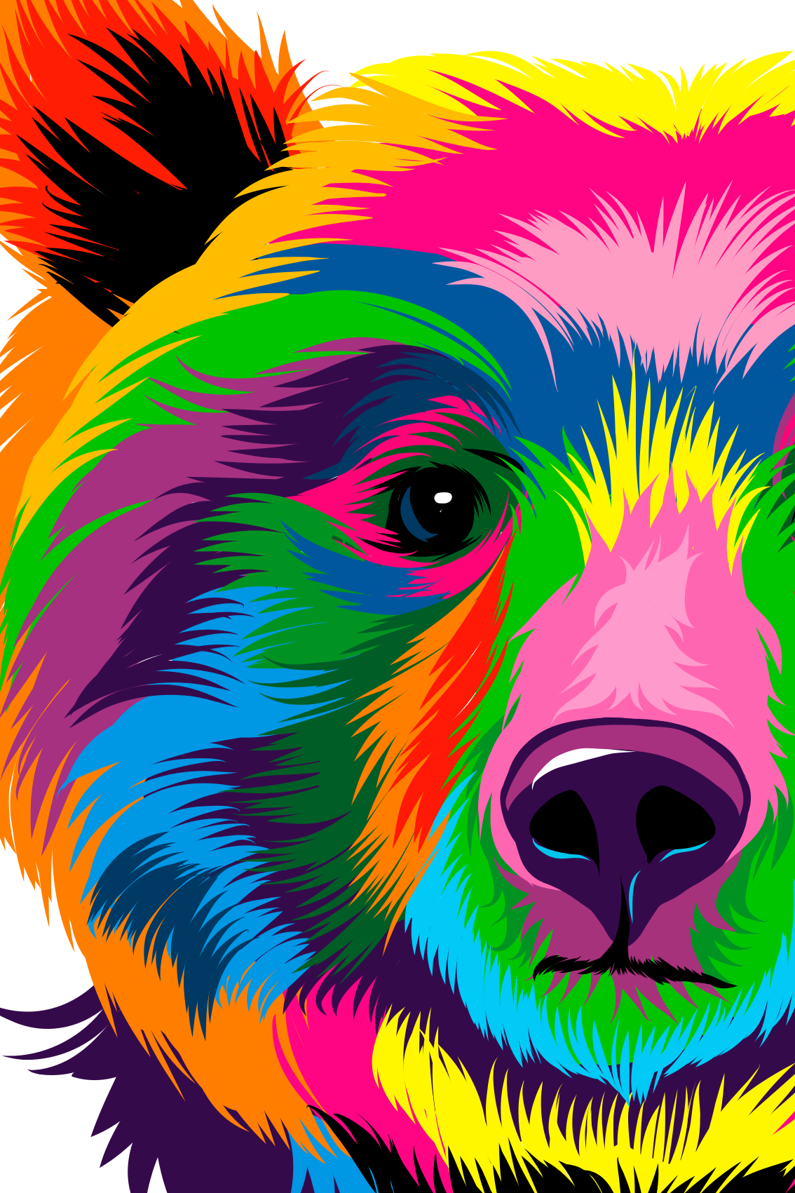 Colorful bear geometric vinyl rug - TenStickers