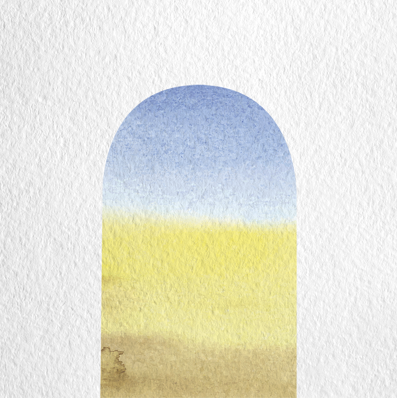 Geometric vinyl rug watercolor arch design - TenStickers