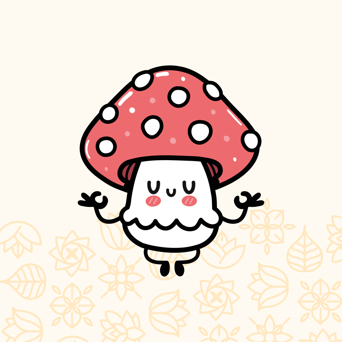 Kids vinyl rug with cute happy mushroom design - TenStickers