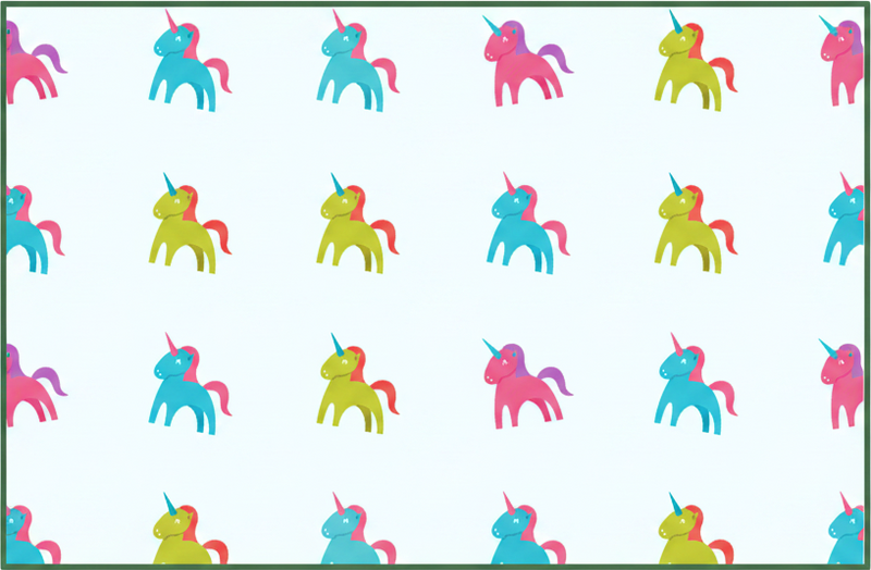 Kids vinyl rug colorful unicorns on light blue - TenStickers