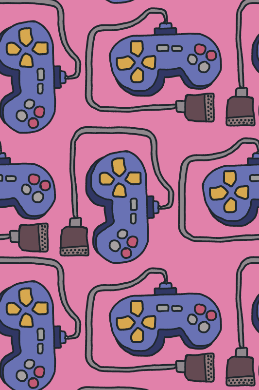 Gaming vinyl rug with retro controller design - TenStickers