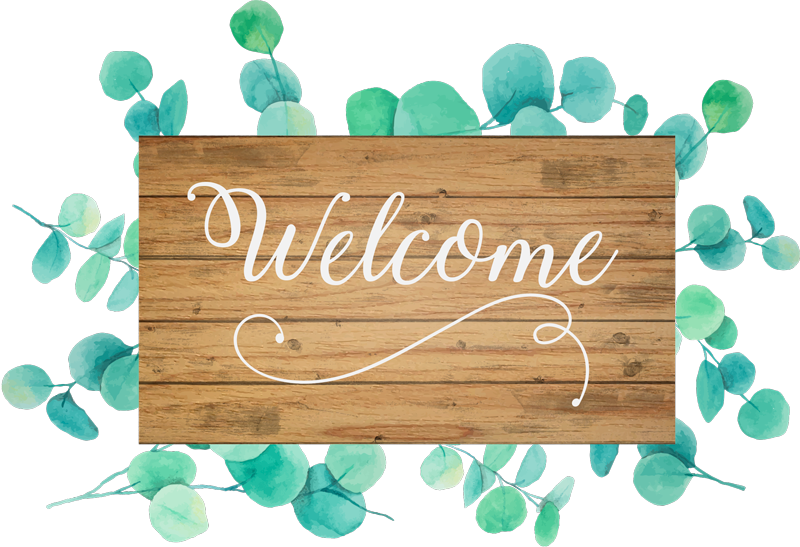 Entrance hall vinyl rug eucalyptus text welcome - TenStickers