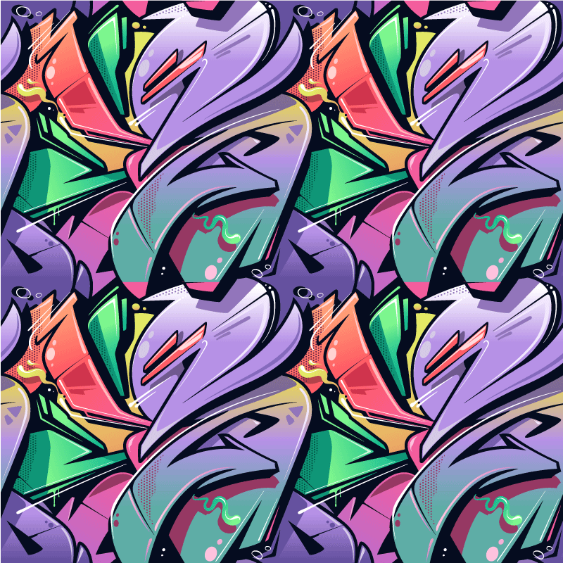 Entrance hall vinyl rug colourful graffiti art - TenStickers