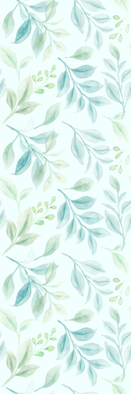 Living room vinyl rug with green slender leaves - TenStickers