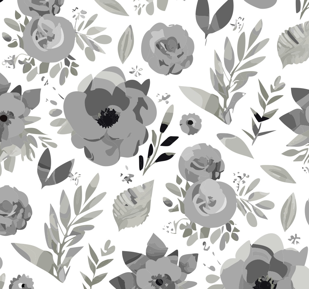 Gray vinyl rug with aquarella flowers design - TenStickers