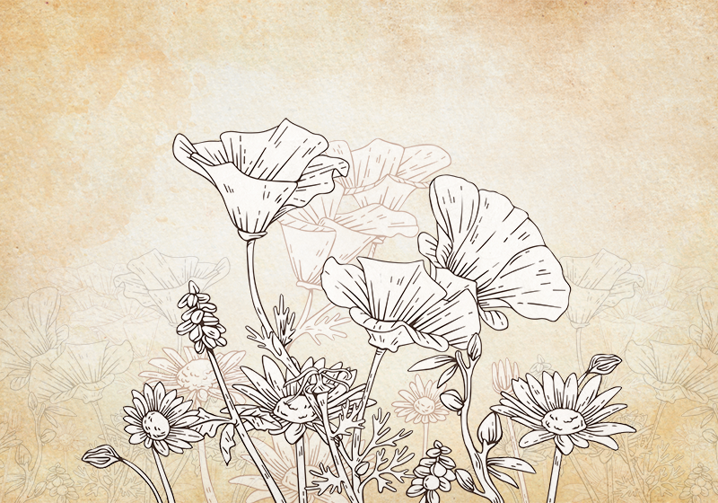 Beige vinyl rug in vintage meadow design - TenStickers