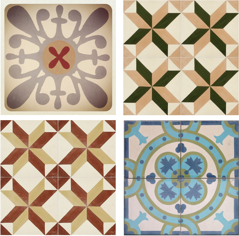 Beige vinyl rug with decorative hydraulic mosaic trim - TenStickers
