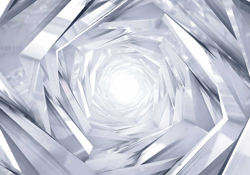 White vinyl rug abstract geometric tunnel design - TenStickers