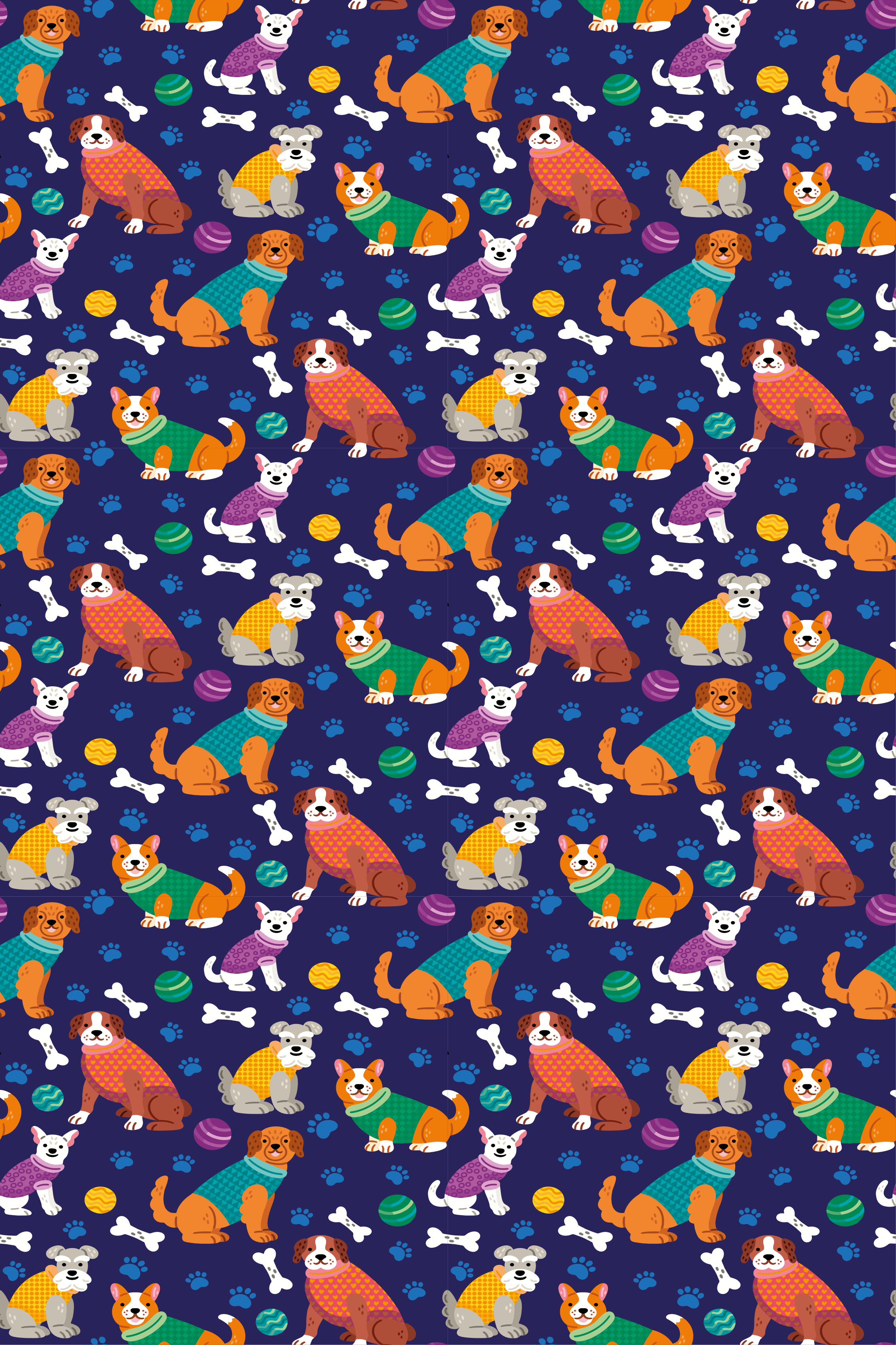 Purple vinyl rug with vibrant dog pattern - TenStickers