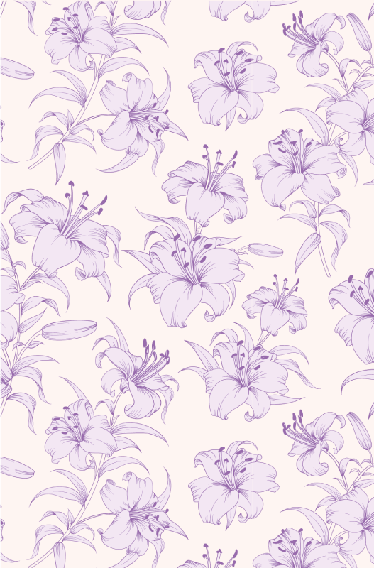 Purple vinyl rug with blooming lilies design - TenStickers
