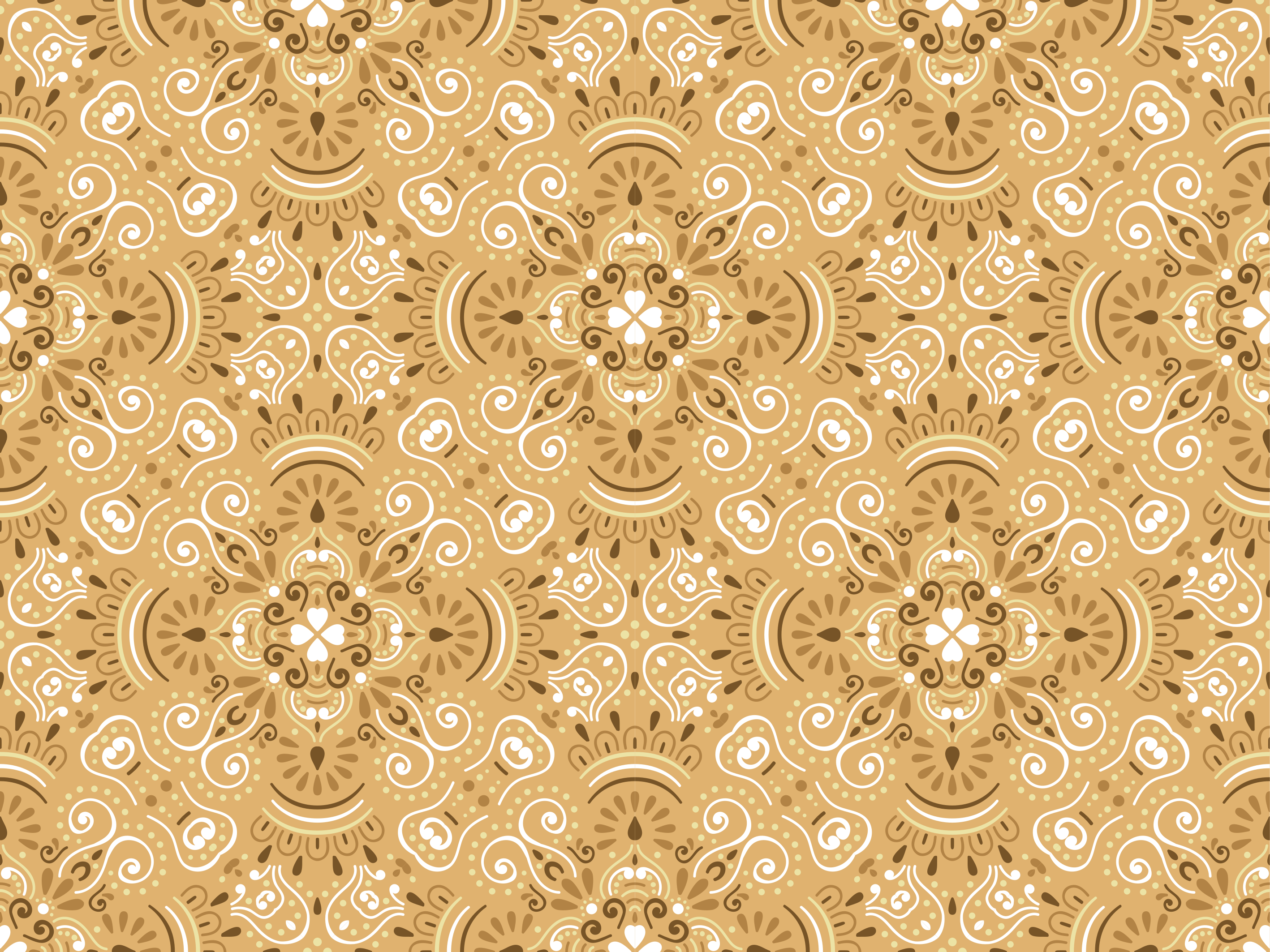 Orange vinyl rug with vintage beige floral design - TenStickers