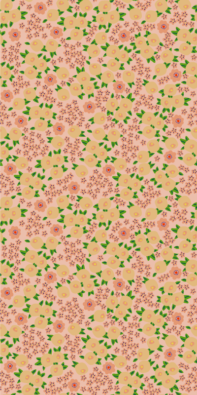 Orange vinyl rug with original floral design in peach - TenStickers
