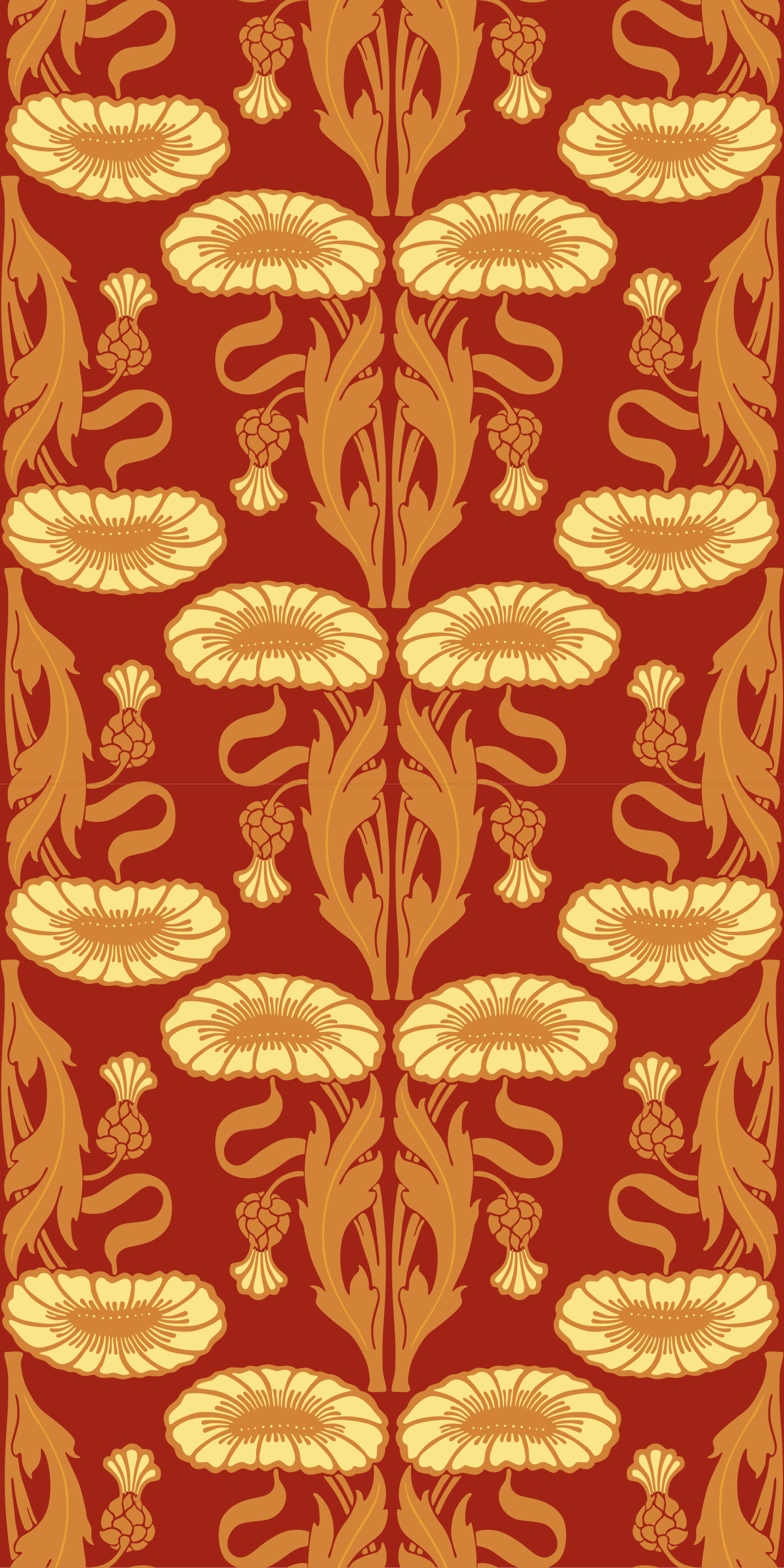 Orange vinyl rug with contemporary ornament design - TenStickers